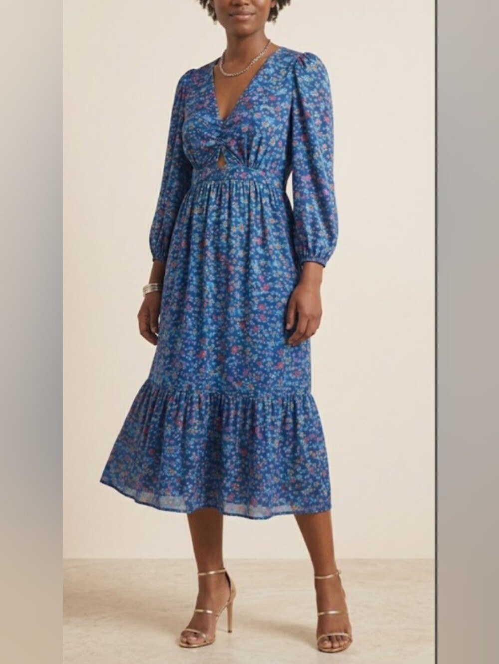 🌸 Sandro Paris Almada Floral Silk Midi Dress - Size 10🌸